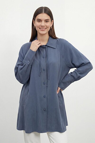 Puane Women's Shirt with Collar, Front Buttons and Lace Detail -10772Gml - In...