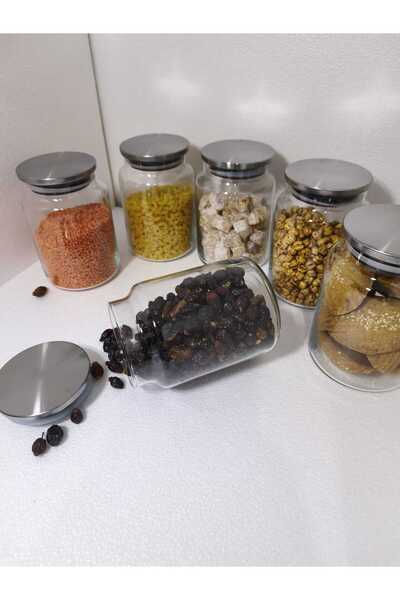 ÖZ HOME 6-Piece Vacuum Glass Storage/Organization Jar with Metal Lid 900 ml
