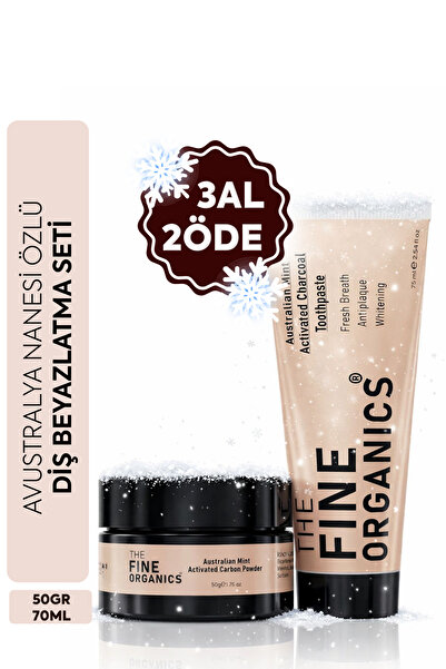 THE FINE ORGANICS Teeth Whitening Set with Australian Mint and Activated Carb...