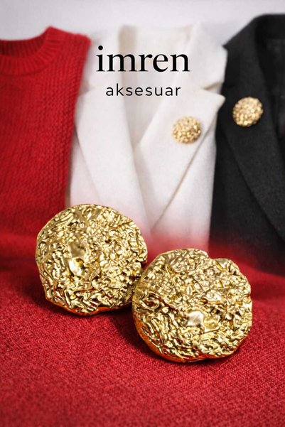 İMREN AKSESUAR Z.A.R.A Moda Büyük Boy  Gold Renk Düğme,(Kaban,ceket,yelek,elbise 2 li düğme 4,5 cm)