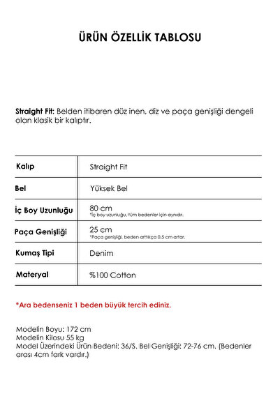 it's basic Kadın Koyu Kot Rengi Doris Straight Fit %100 Koton Su Yıkama Denim Jean