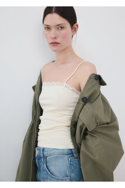 MANGO Woman Dantel yakalı bluz