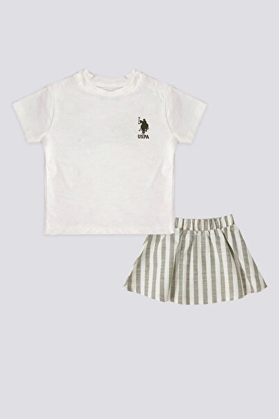 U.S. Polo Assn. Baby Girl 2-Pack Short Sleeve T-Shirt Set - White