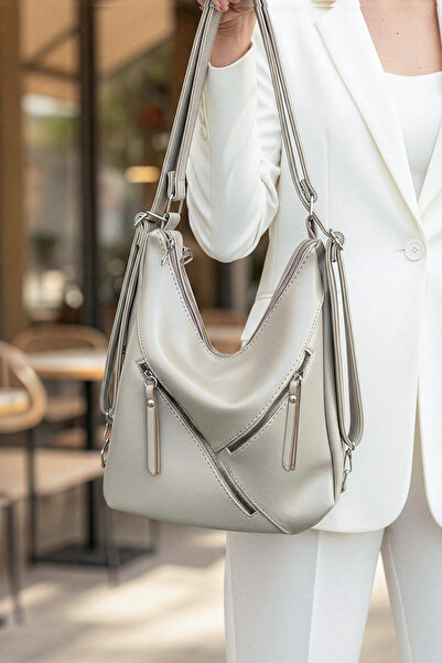 ÇANTAM GELSİN Women's 5-Section Shoulder and Backpack with Two Main Compartments