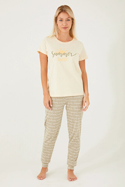 Arnetta Γυναικείο Σετ Πιτζάμες με κοντομάνικο Summer Sweet Cream