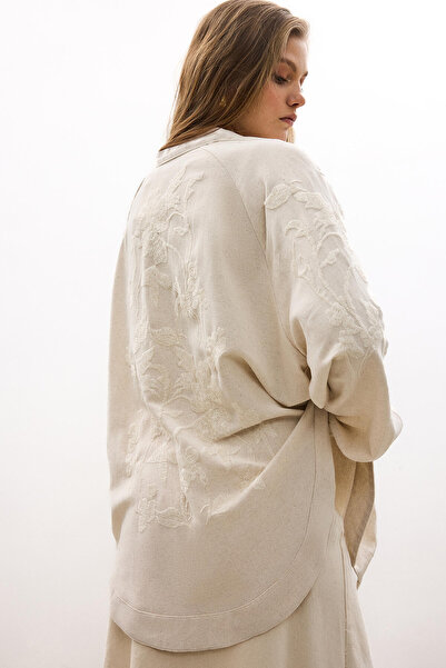 Touché Privé KETEN NAKIŞ DETAYLI KİMONO