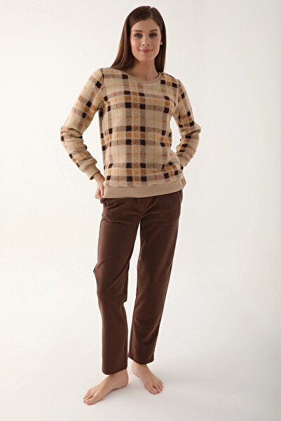Arnetta Family Kahverengi Kadın Uzun Kol Pijama Takım