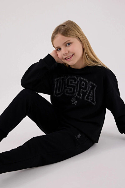 U.S. Polo Assn. طقم ملابس مزدوجة للفتيات - أسود