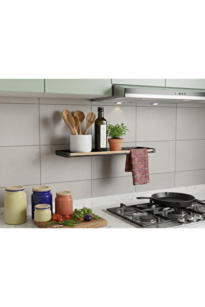 novaliz home Mutfak Rafı - Baharatlık Rafı Alüminyum &Ahşap Malzeme Modern Ta...