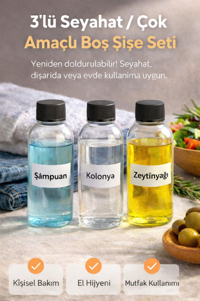 X400 Seyahat Şişe Seti 3'lü