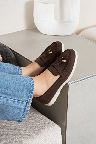 Pazzyonez Pantofi de damă, maro amar, din piele intoarsa, confortabili, ocazi...