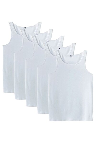 marufshop 5 bucăți maiouri din bumbac Redzone Classic de mărime mare, albă