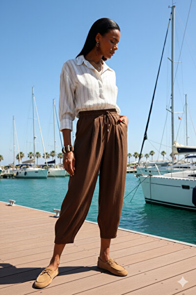 5in1Canpolat Καφέ Παντελόνι Κάρυδο με Ελαστική Μέση 51285