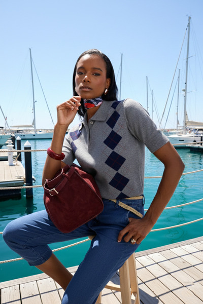 5in1Canpolat Gray Baklava Patterned Polo Neck Knitwear