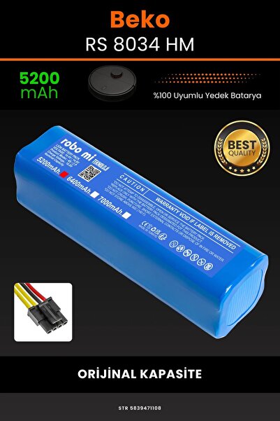 robo mi Beko RS 8034 HM 5200mAh Robot Süpürge Bataryası - Koruma Katmanlı Bat...