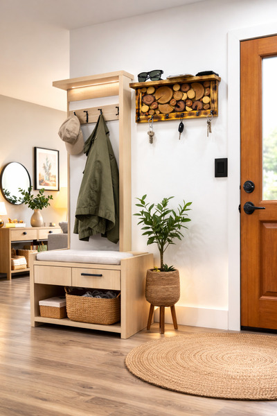 HG WoodArt Dekoratif Doğal Ahşap Anahtar Askısı