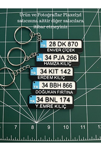 Plaxel3d Kişiye Özel Plaka Anahtarlık - İsim Yazılı Araba Anahtarlığı - 3D Ka...