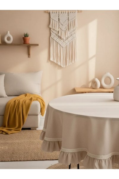 NDC HOME مفرش طاولة Beige Special Series بتفاصيل كشكشة