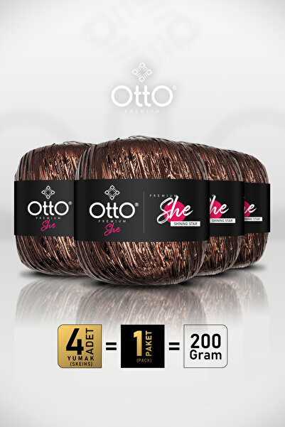 Otto Premium She Metallic Raffia - Brown - 4-Pack - 50Gr/ 110m - Shiny Bag an...