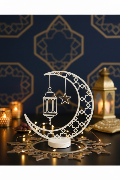 eleganzo Gold Modern Hilal Figürlü Dekoratif Kandil Özel Seri Ramazan Dekoru ...