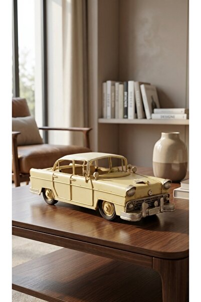 Pat Aksesuar Retro Sarı Dekoratif Klasik Araba – 25x8 cm Vintage Ev & Ofis Ma...