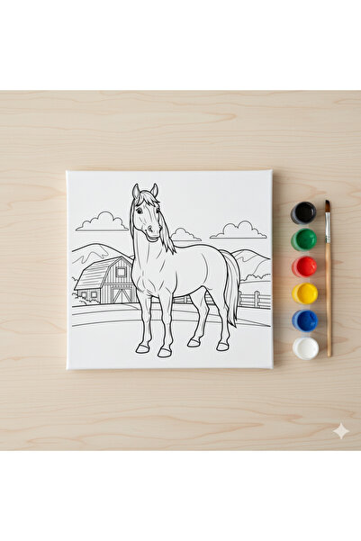 Hobiuniverse Çocuklar İçin At ve Çiftlik Tuvalli Akrilik Boyama Seti | Eğitic...