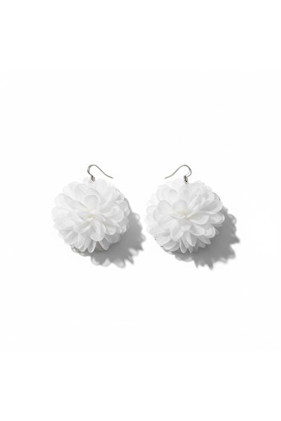 BTRENDY Çiçekli beyaz sallanan kadın küpe,düğün,nişan,kına,nedime,bride to be