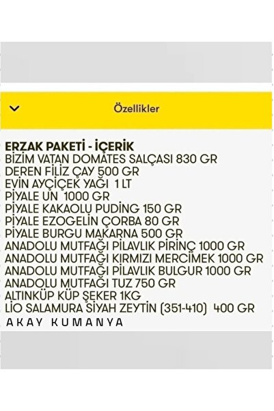 Piyale Ramazan Erzak Yardım Kumanya Kolisi 13 Parça