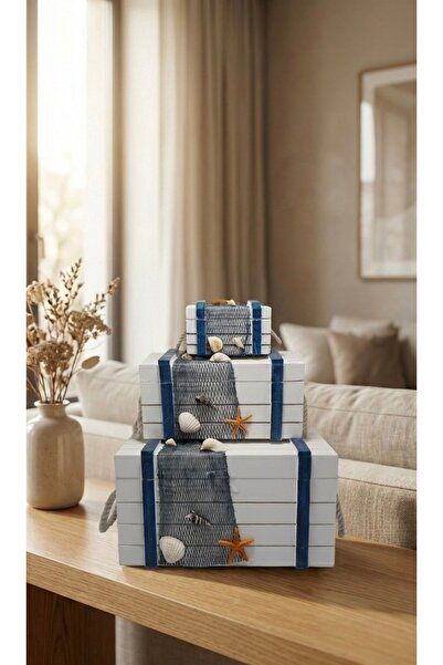 Pat Aksesuar Ev & Ofis Dekorasyonu İçin Ahşap Sandıkta 3’lü Biblo Seti – Doğa...