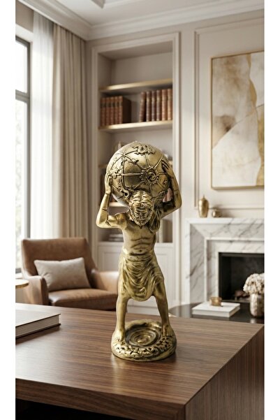 Pat Aksesuar Dünyayı Taşıyan Atlas Heykeli 15x31 cm – Ev & Ofis Mitolojik Dek...