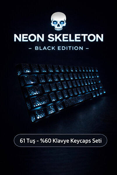 Decorius Neon Skeleton - %60 Klavye Delikli Keycaps (Tuş Takımı) Seti | Cherr...