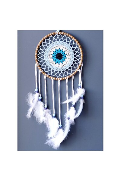 Genel Markalar Nazar Boncuğu Motifli El Yapımı Buz Mavisi Renginde Düş Kapanı...