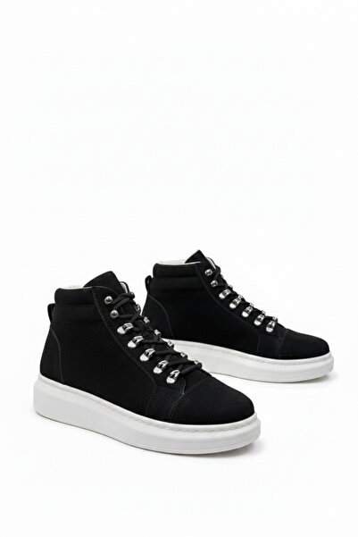 Zerenyus Ανδρικές αθλητικές μπότες ZRJ206 με κορδόνια σε μαύρο και λευκό σουέντ