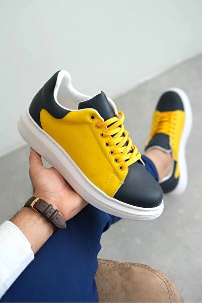 Zerenyus Premium Lace-up Casual Fan Ανδρικό αθλητικό παπούτσια κίτρινο ναυτικ...