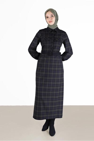Alvina فستان محكم مع تفاصيل جيب وأزرار 42386