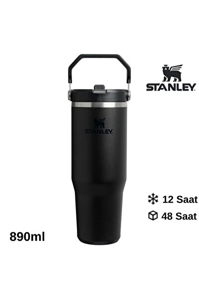 Stanley The IceFlow Flip Straw Pipetli Termos Bardak 0.89 LT Matara SİYAH
