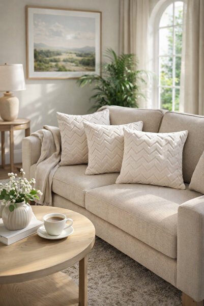 SasoHome Λούτρινο Teddy ZigZag με μοτίβο Puffy Διακοσμητικό Δώρο Μαξιλάρι - Μ...