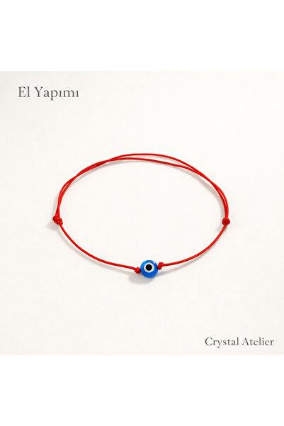 Crystal Atelier سوار من الخيط الأحمر - سوار من الخيط الأحمر مع خرز العين الحم...