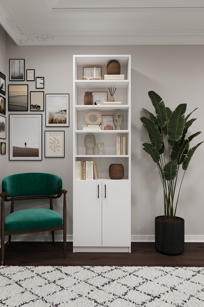 asratrend Asra Trend MDF Beyaz Kapaklı Kitaplık – Ayarlanabilir Raf, Ev & Ofi...