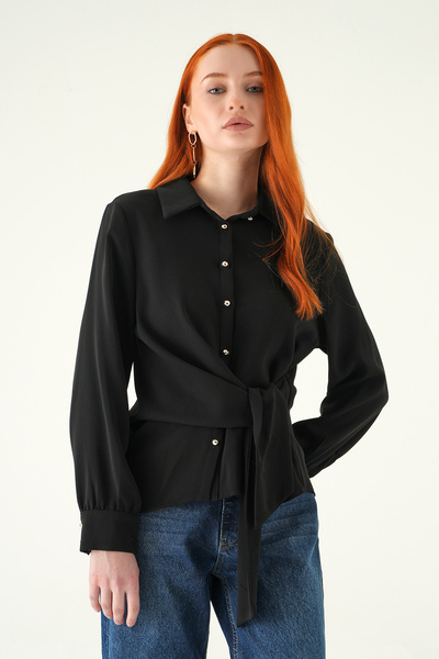 Rays Μαύρο Μπροστινό Μπλουζάκι Με δέσιμο 252103