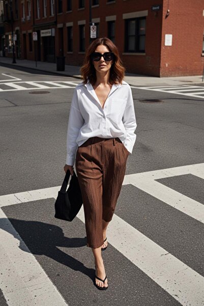 SHERIN Καφέ Παντελόνι Καρότο