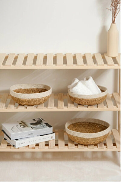 AVANTAGE HOME جورجيا - سلة دائرية من الخوص الطبيعي المحبوك يدويًا مكونة من 3 ...