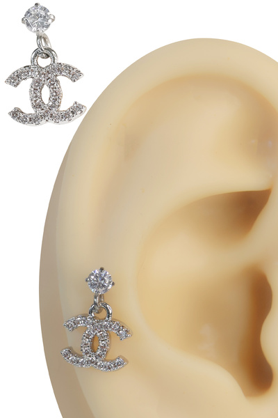 Cadının Dükkanı Gümüş Renk Sallantılı Zirkon Taşlı CC Figürlü 316L Cerrahi Çe...