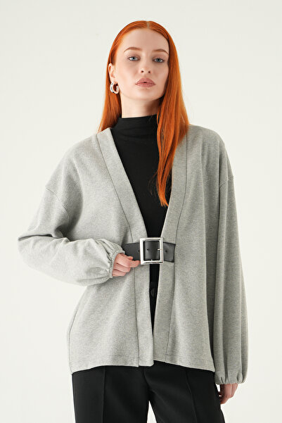 Rays 3123A Front Belted Kimono Gray