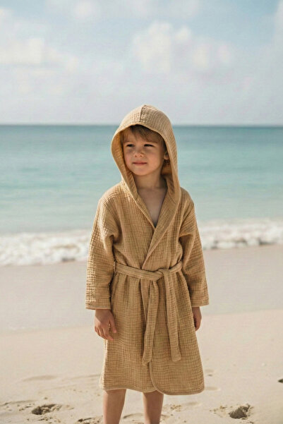 Tuğba Kuğu 4 Kat Müslin Bornoz - Policolor Serisi - Bow