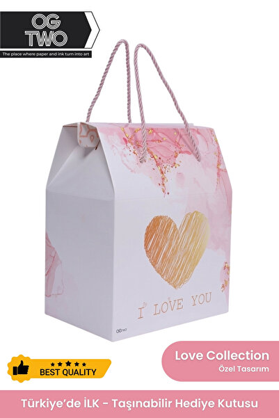 OGTWO Premium Konsept Hediye Kutusu Sevgiliye Seni Seviyorum Desenli Hediye P...