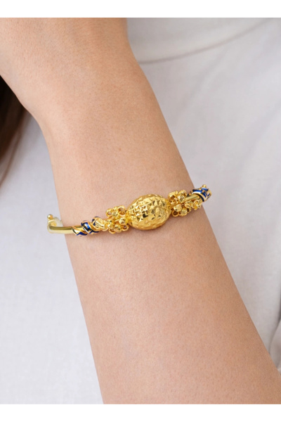 REDMOON GOLD 22 Ayar Altın Dorikalı İşlemeli Fantazi Kelepçe Bilezik 11.19 GR...