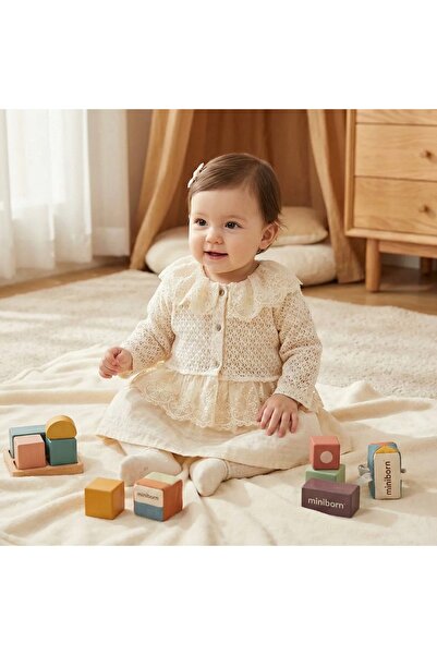 Baby Girl Jacketed Dress Set with Lace Detail