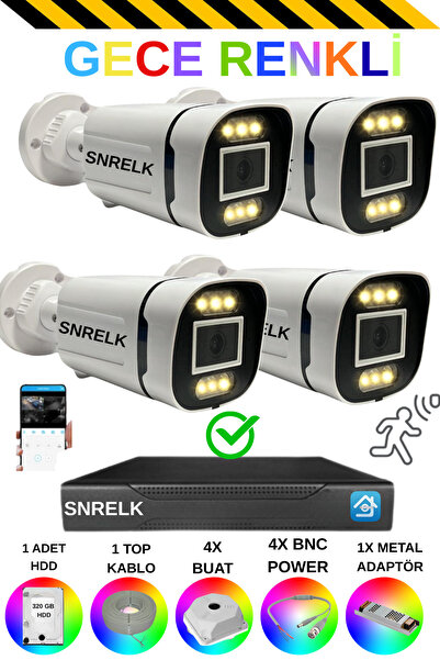 SNRELK HAMA 5 MP LENS WARM LIGHT 1080P GECE RENKLİ 320GB 5536 GÜVENLİK KAMERA...