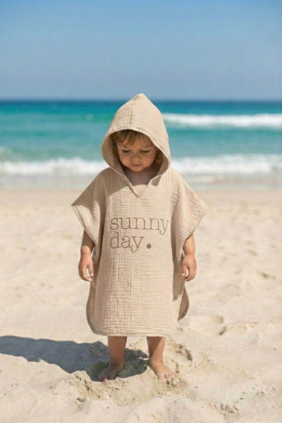 Tuğba Kuğu 4 Kat Müslin Panço - Policolor Serisi - Dot